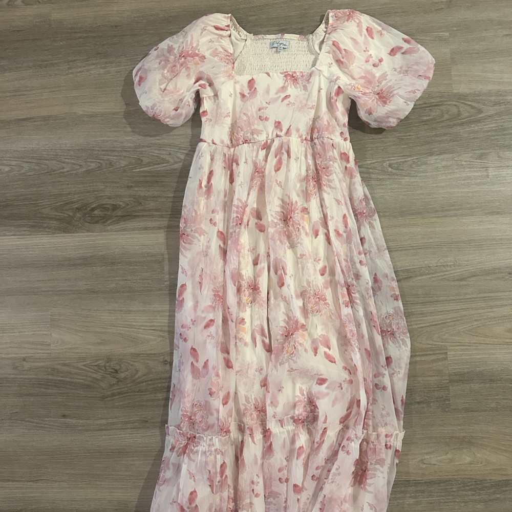 Polagram Pink and White Smocked Dress